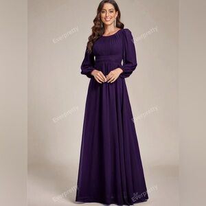 Ever Pretty Elegant Purple Long Sleeve Dress